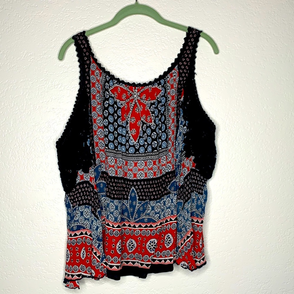 Bila Red White and Blue Cold Shoulder Blouse